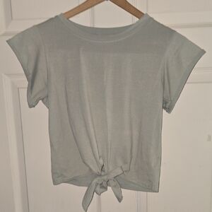 Light Green Tie-Front Cropped Tee